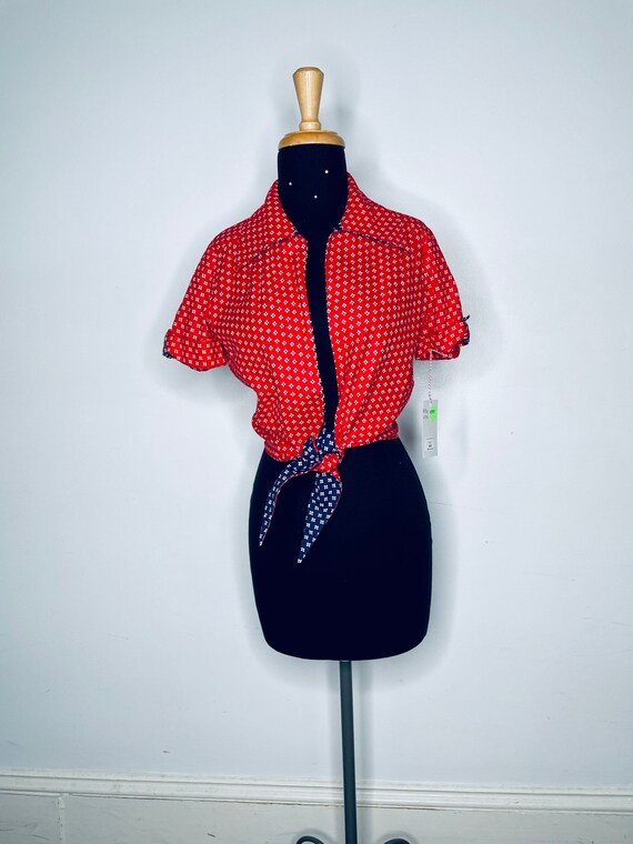 Danali II Red & Blue Tie-Up Blouse - image 3