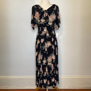 1950s black floral dress