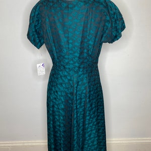 1950s Black and Turquoise Brocade Dress image 5