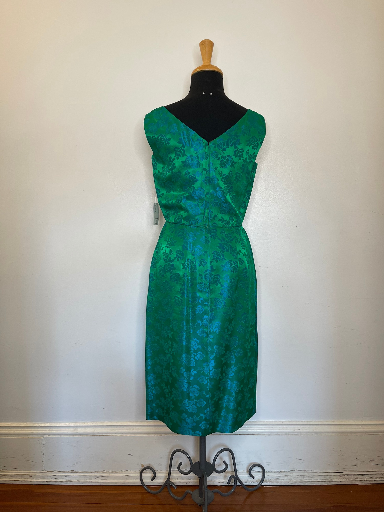 Vintage 1950s Green Brocade Gown