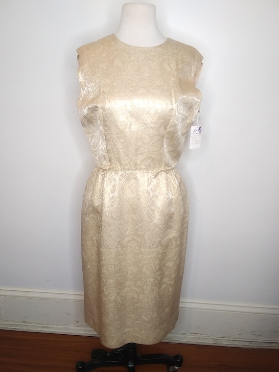 1950-60s Carol Craig Gold Floral Dress