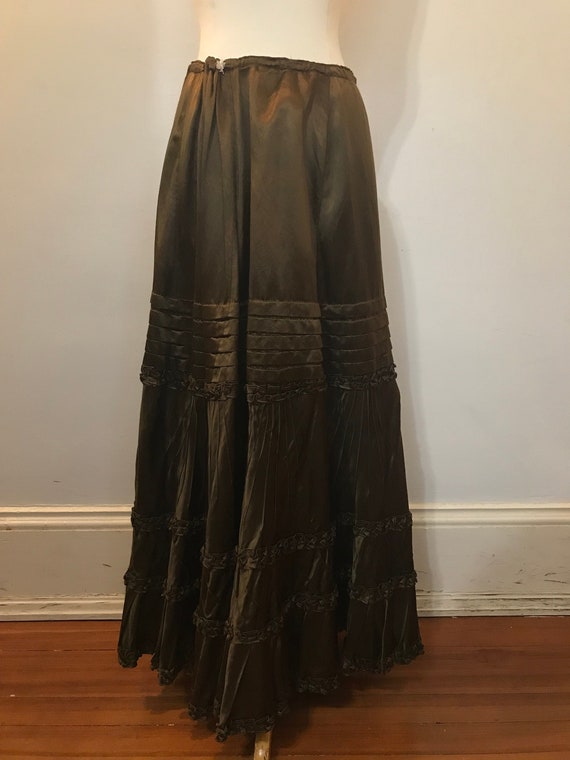 1910-20s metallic brown long skirt - image 1