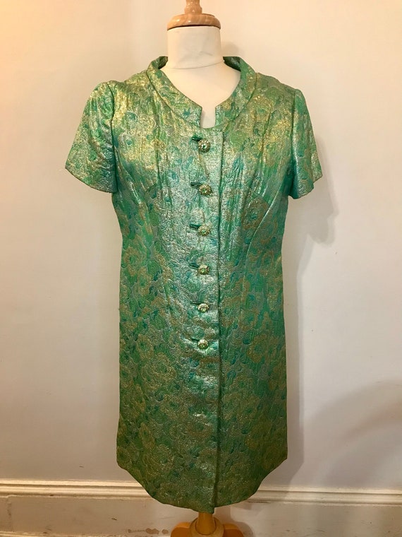 1950-60s Green brocade dress