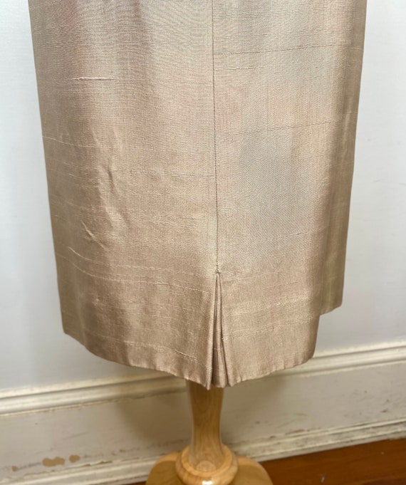 Early 1960s Vintage Tan Raw Silk Dress with Multi… - image 7