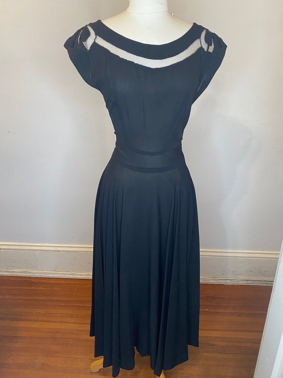 Black Vintage Crepe Dress - image 1