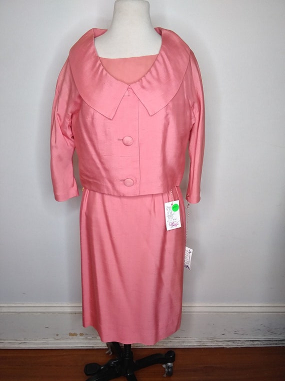 1950s-1960s Miss Elliette Pink Dress Cropped Jack… - image 4