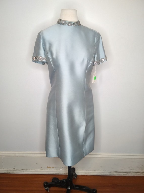 1960’s Pale Blue Chambre Silk Dress - image 1