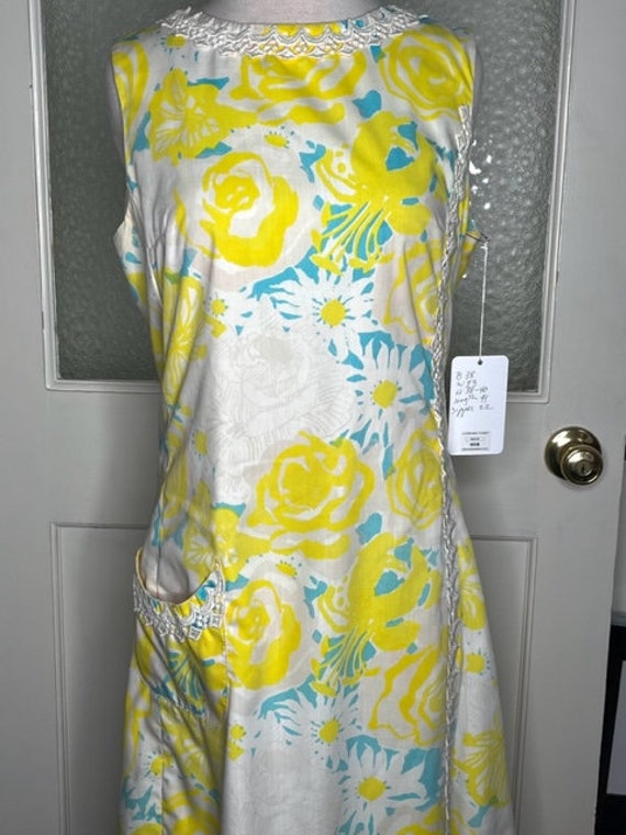 1950s Lily Pulitzer Yellow/White/Blue Floral Dress