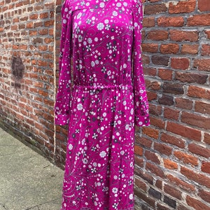 Emilio Pucci 1960s - 1970s Vintage Purple Long Sleeve Silk Floral Dress