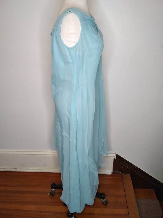 1950s Light Blue Scarf Stitched Gown - image 4