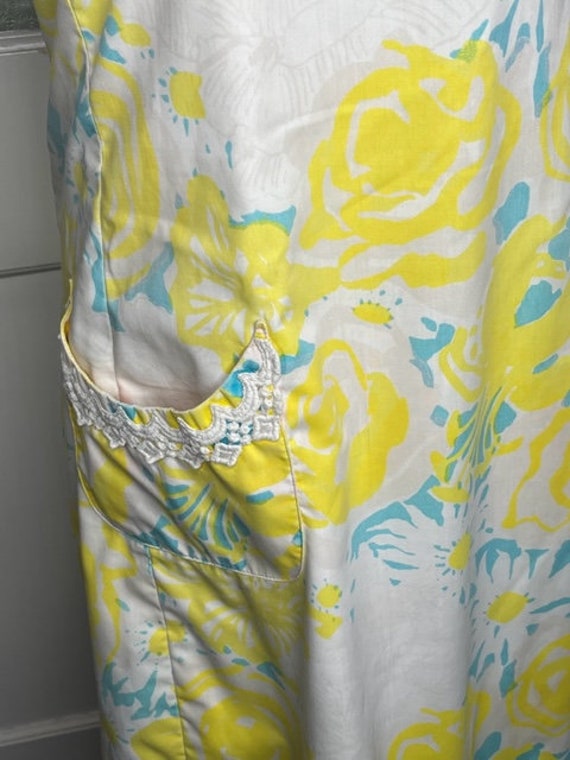 1950s Lily Pulitzer Yellow/White/Blue Floral Dress - image 3