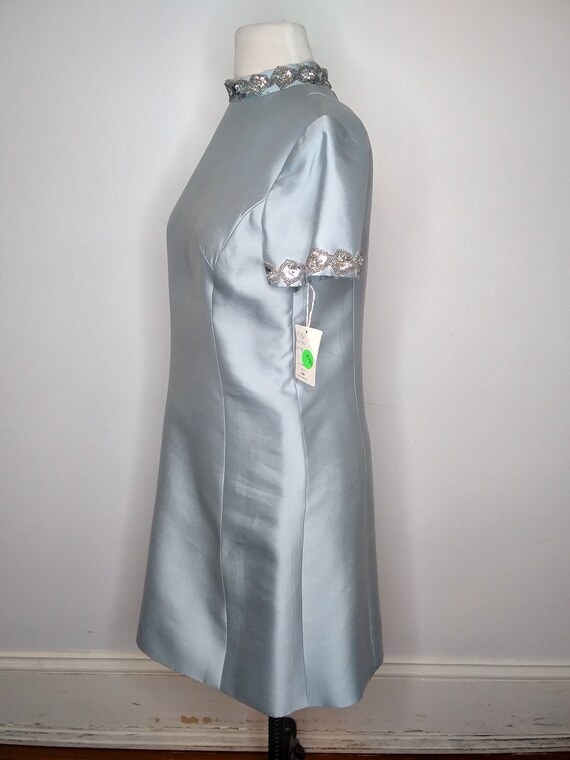 1960’s Pale Blue Chambre Silk Dress - image 3