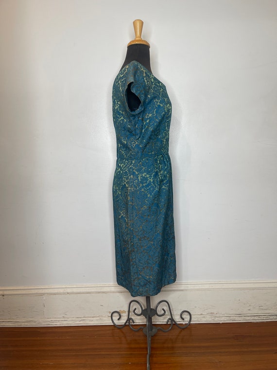 1950s Blue Taffeta Dress - image 4