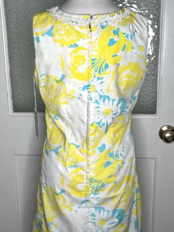1950s Lily Pulitzer Yellow/White/Blue Floral Dress - image 4