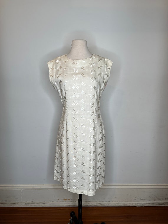 1960’s White Linen Embroidered Sheath Dress