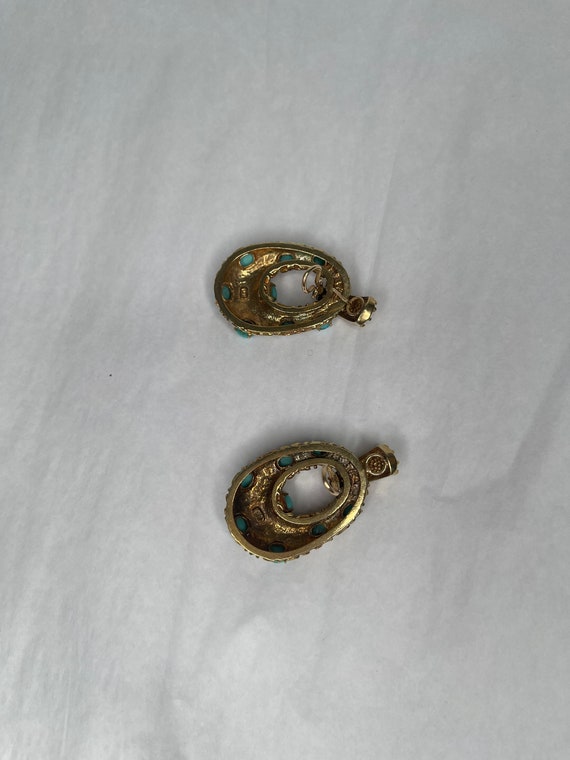 Gold Tone Turquoise Earrings - image 5