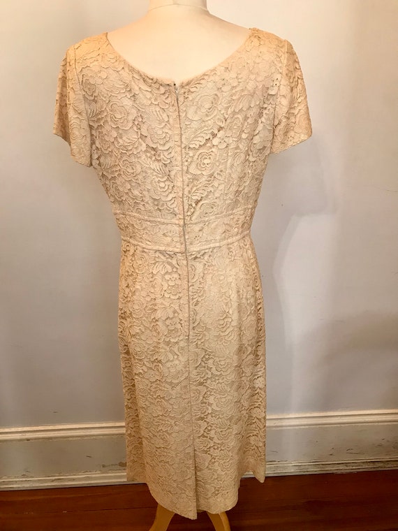Cream 1950s lace dress - image 3