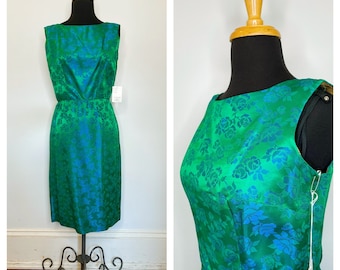 1950s green brocade dress