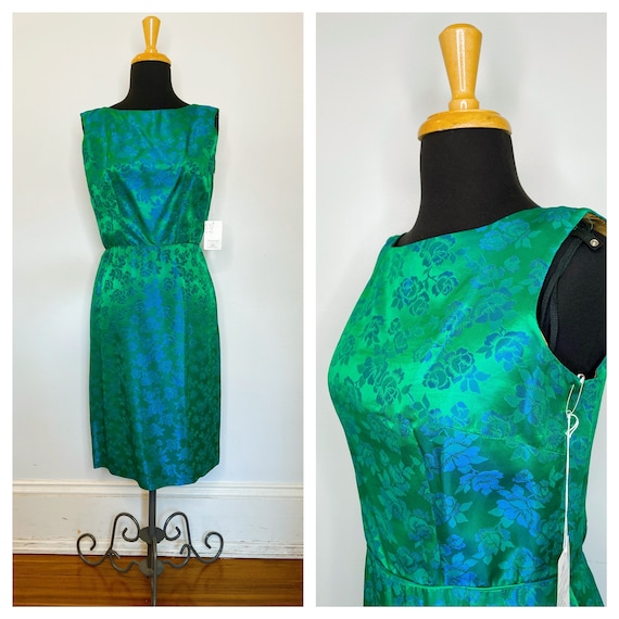1950s Green Brocade Dress - Etsy