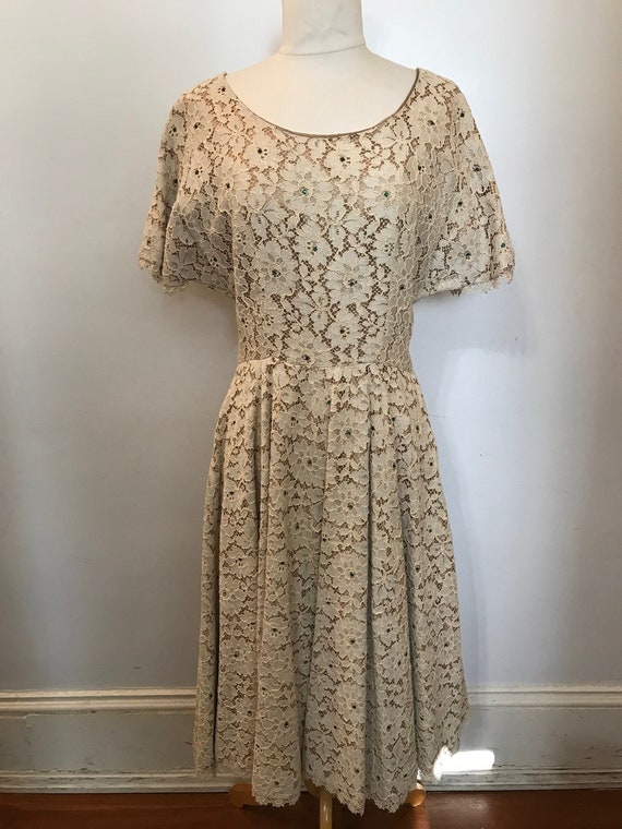1940-50s cream lace dress