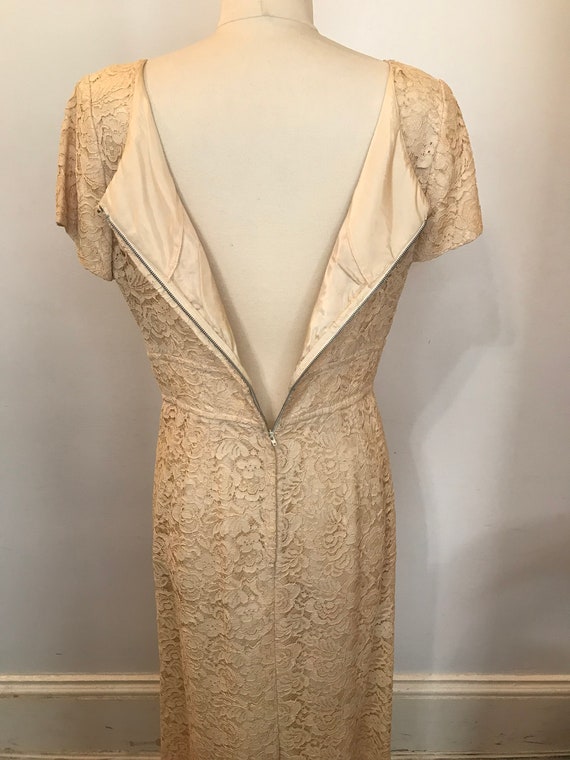 Cream 1950s lace dress - image 7