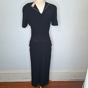 1950s Kimberly black wool dress