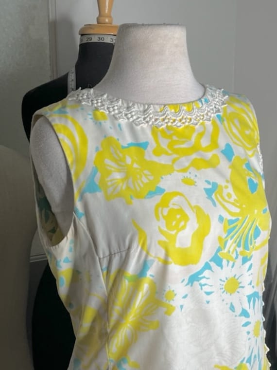 1950s Lily Pulitzer Yellow/White/Blue Floral Dress - image 2