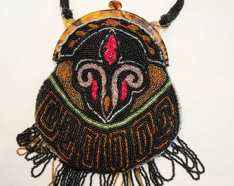 French Iris beaded purse