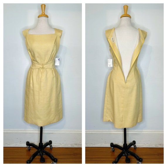 Vintage 1980s Mary Lane London Yellow Dress with … - image 3