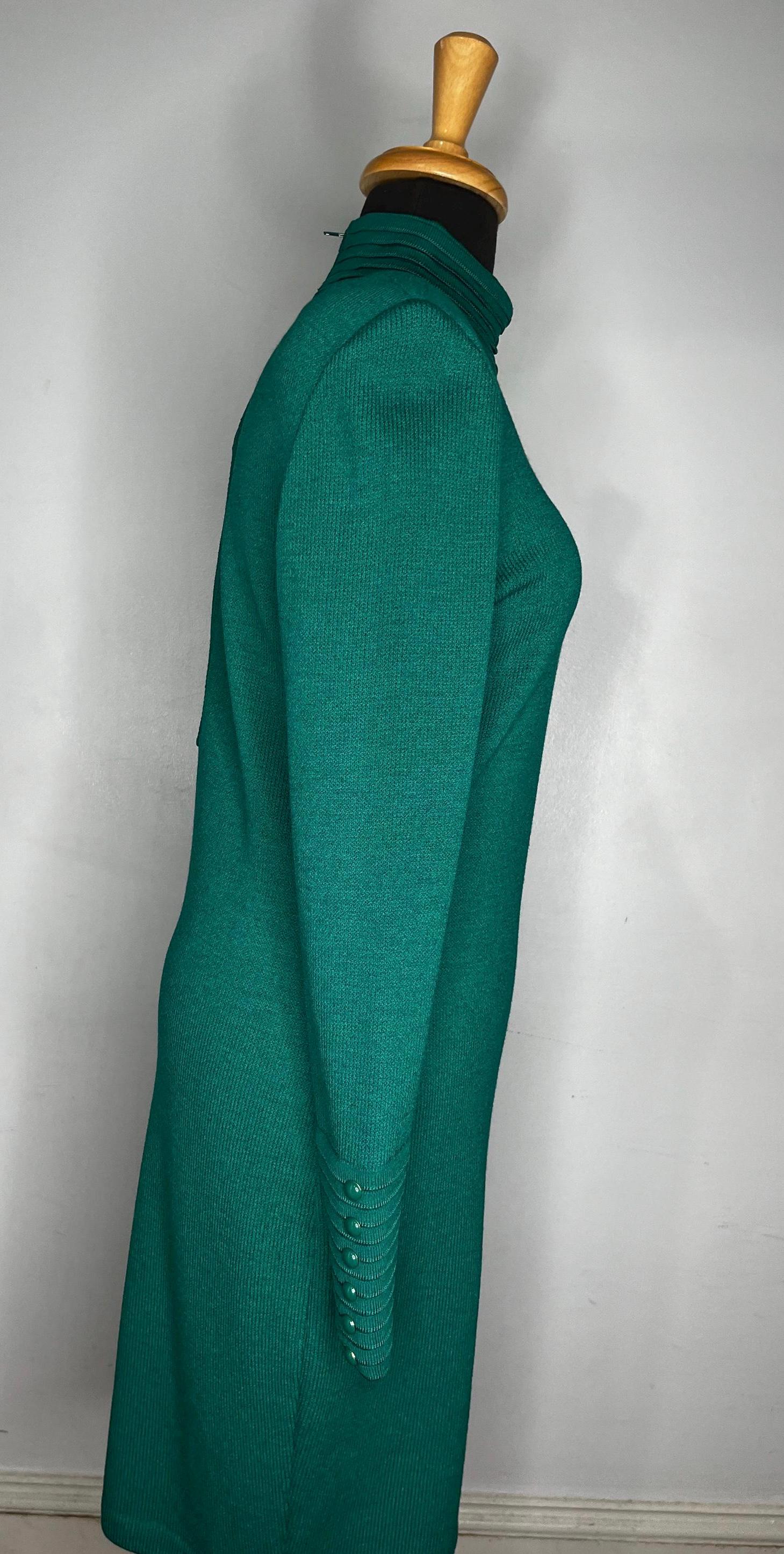 St John Green Mockneck Knit Dress - Etsy