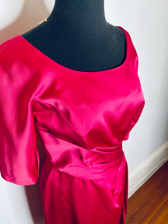 1950s Magenta Taffeta Dress - image 2