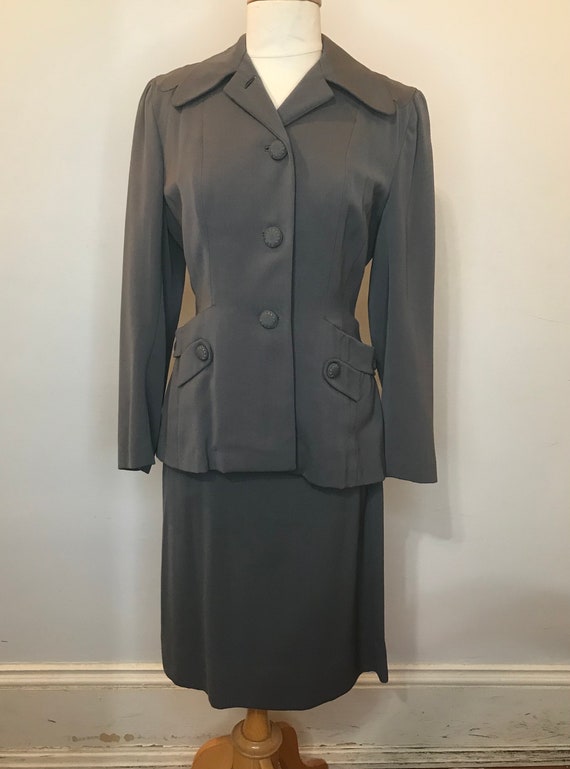 2pc 1940s grey suit jacket + Skirt Gem