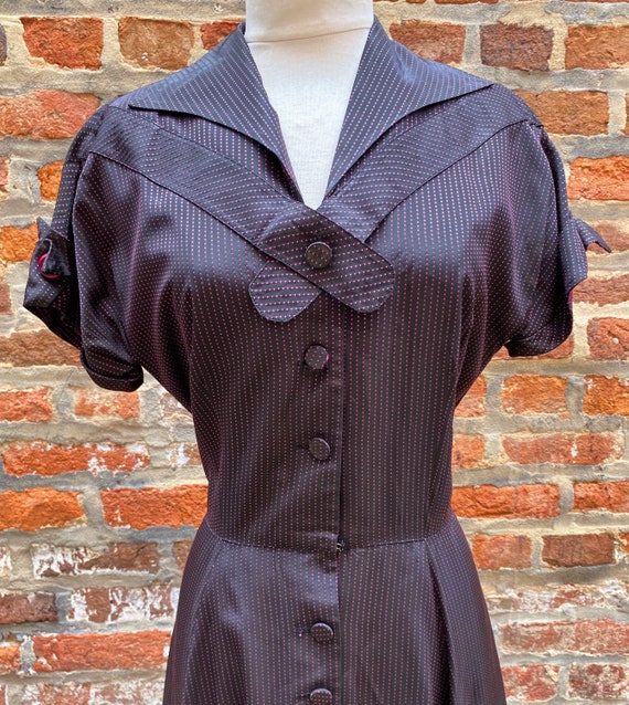 1950s-60s Vintage Black Taffeta Rockabilly Dress … - image 3