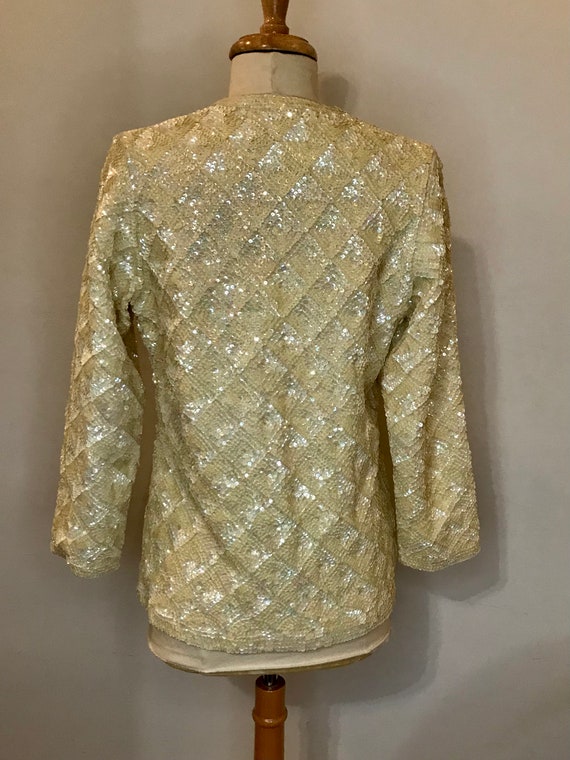 Vintage buttercream sequin jacket - image 3