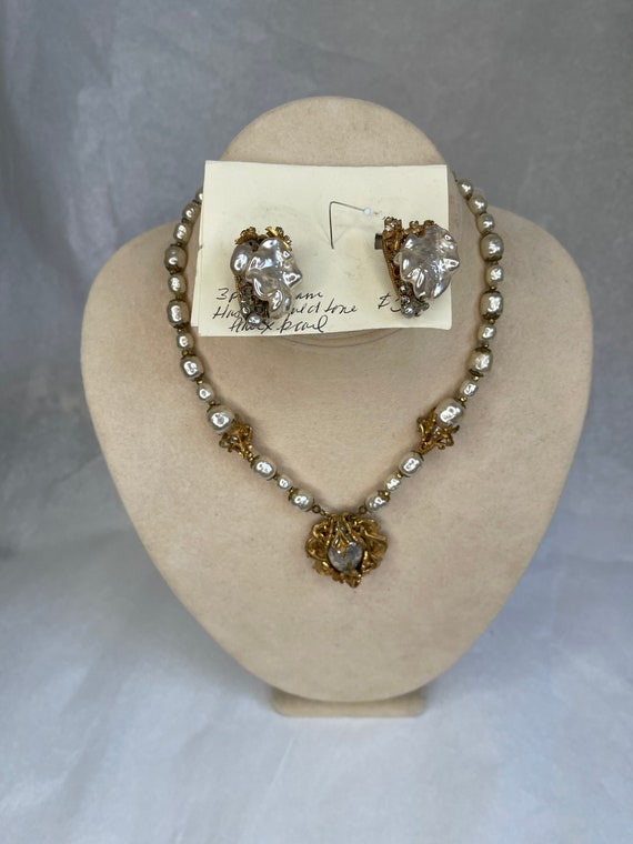 Miriam Haskell Pearl 3 pc Jewelry Set - image 4