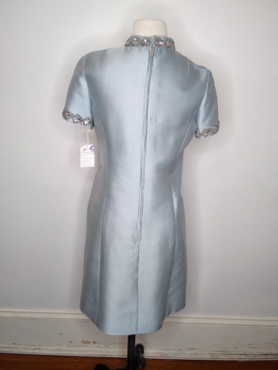 1960’s Pale Blue Chambre Silk Dress - image 4
