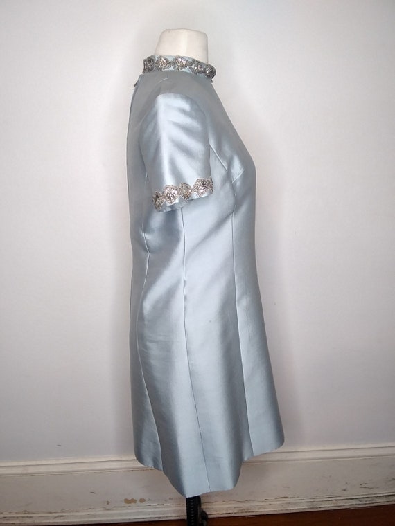 1960’s Pale Blue Chambre Silk Dress - image 2