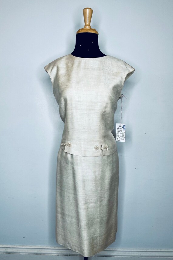 Royal Lynne Cream 2 Piece Silk Dress