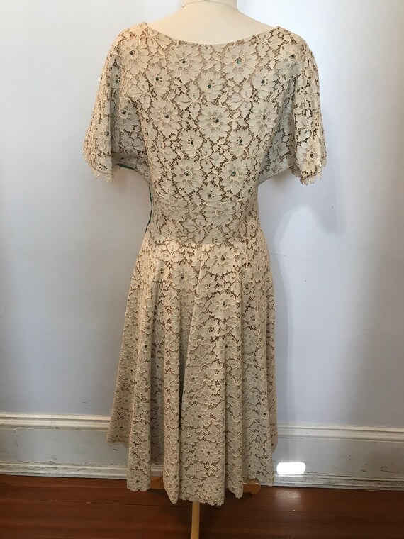 1940-50s cream lace dress - image 3