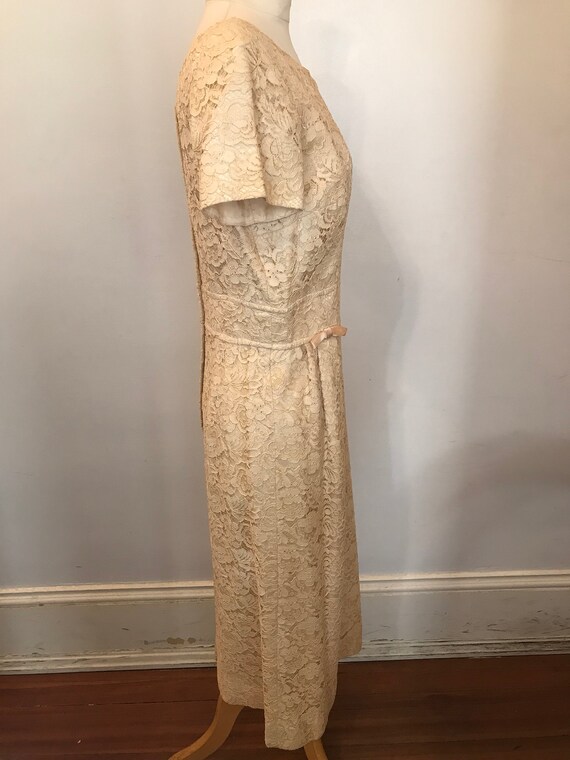 Cream 1950s lace dress - image 4