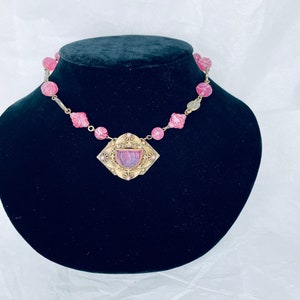 Art Deco Pink Glass Choker