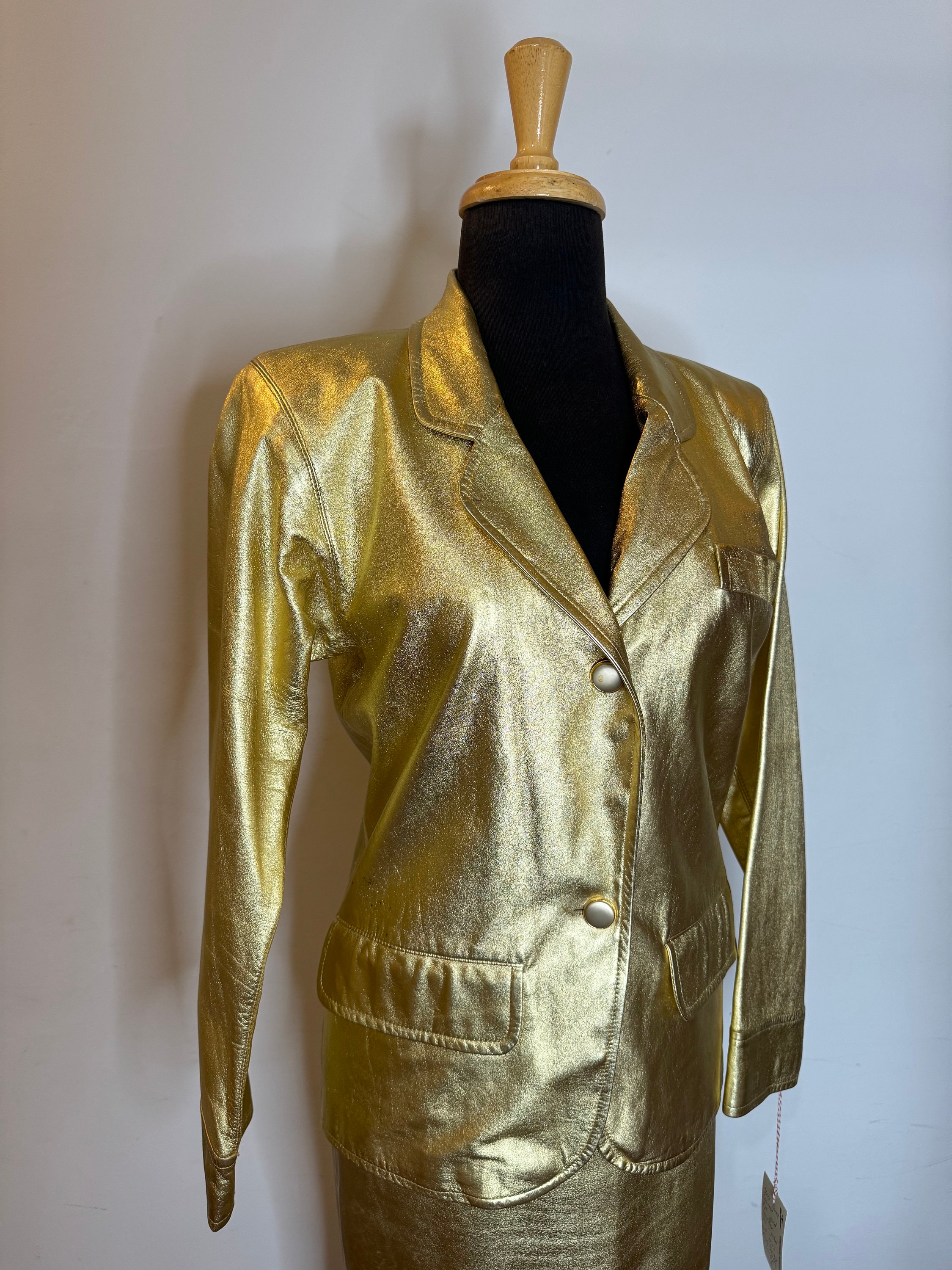 Yves Saint Laurent Gold Leather Suit - Etsy