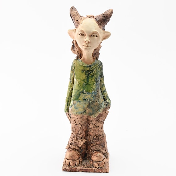 Rokita diabeł polny, Postać ceramiczna, ceramic sculpture, ceramic art, hand made clay sculpture. 29cm