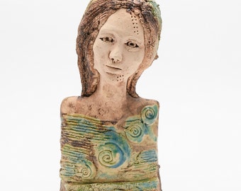 Ceramic bust, Ceramic Bust, ceramic sculpture, ceramic art, hand made clay sculpture. 29cm