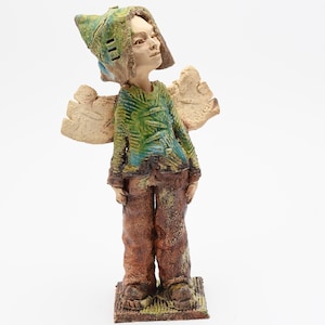 Ceramic angel, ceramic figure, ceramic sculpture, ceramic art, hand-made clay sculpture. 30cm