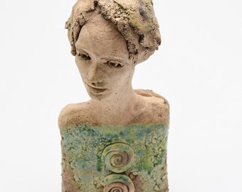 Ceramic bust, Ceramic Bust, ceramic sculpture, ceramic art, hand made clay sculpture. 30cm