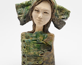 Ceramic figure, ceramic figure, ceramic sculpture, ceramic art, hand made clay sculpture. 29cm