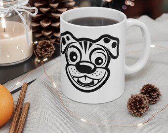 Smiling Pooch: Dog Face Coffee Mug