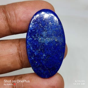 ラピスラズリ カボション ペンダント：天然ブルージェムストーン（36x20x21x11 mm）