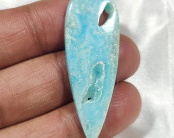 Natural Caribbean Calcite Cabochon, Ocean Blue Gemstone for Jewelry Making 48.36*17.42 mm